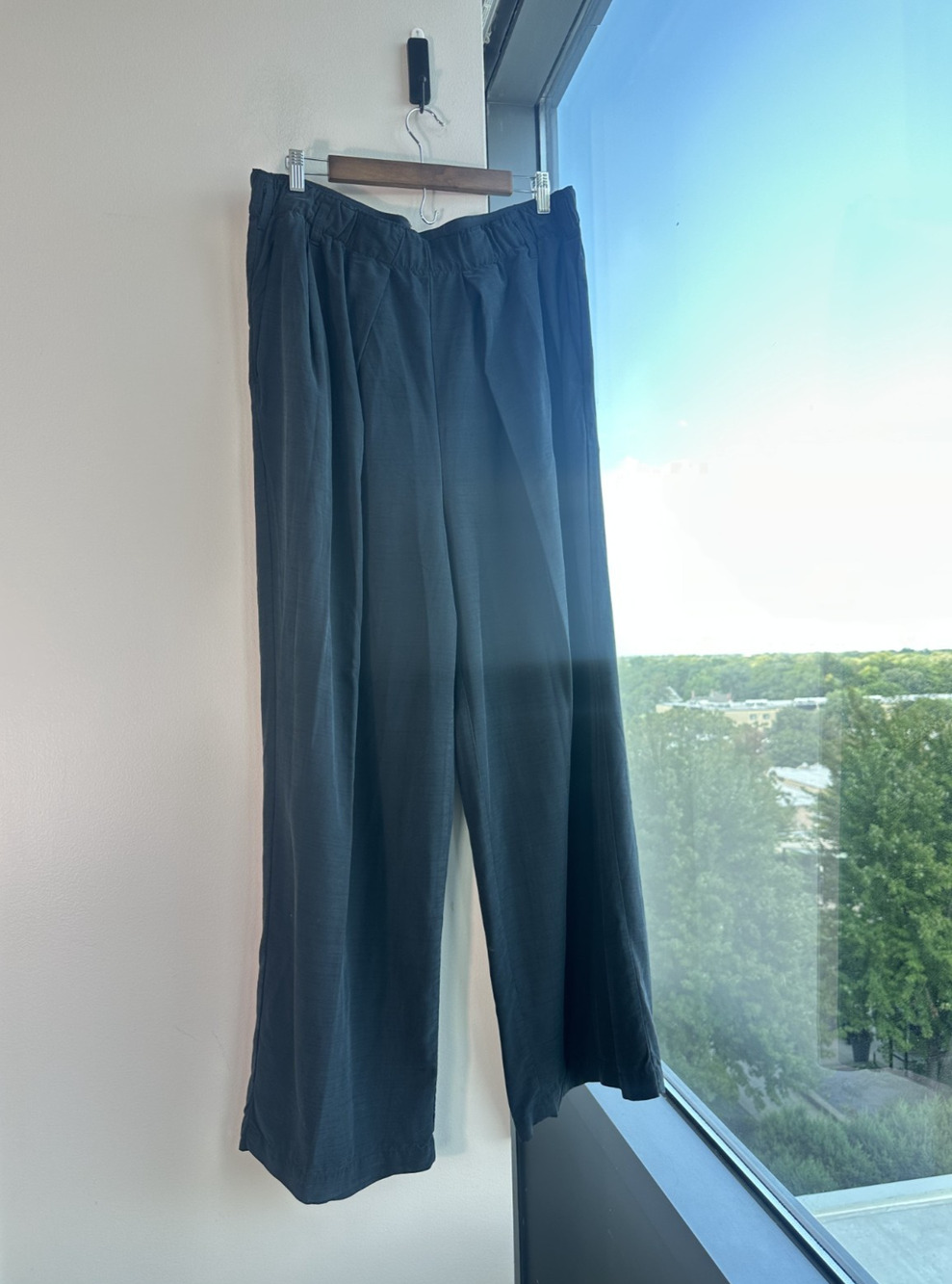 FREE PEOPLE Nothin' To Say Black Pleated Oversized Wide-leg Trouser Women's XL